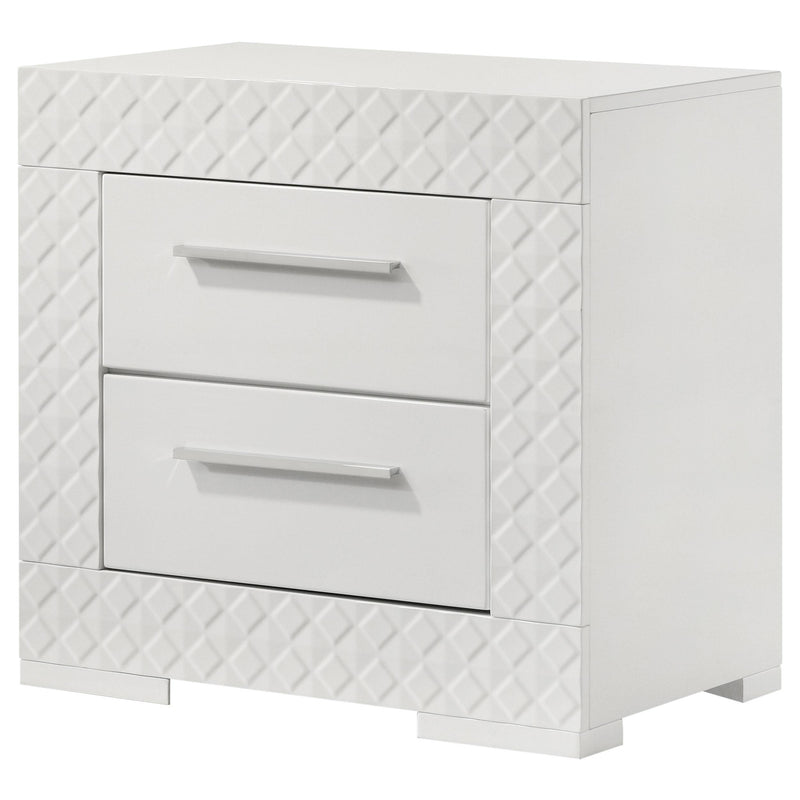 Coaster Furniture Ives 224942 2-Drawer Nightstand Bedside Table - White High Gloss IMAGE 4