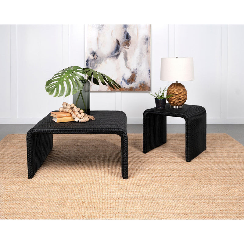 Coaster Furniture Cahya 708517 Woven Rattan Square End Table - Black IMAGE 6