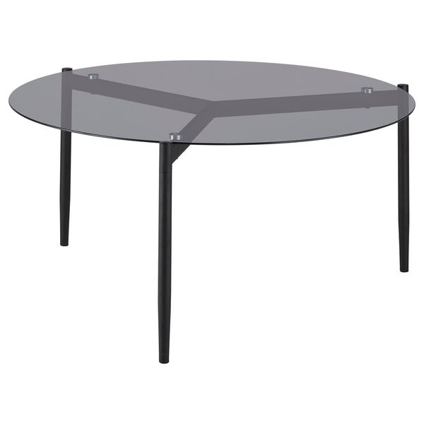 Coaster Furniture Rosalie 710168 Round Smoked Glass Top Coffee Table - Grey IMAGE 1