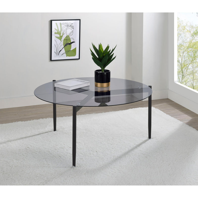 Coaster Furniture Rosalie 710168 Round Smoked Glass Top Coffee Table - Grey IMAGE 2