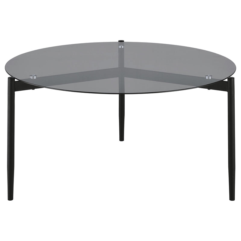 Coaster Furniture Rosalie 710168 Round Smoked Glass Top Coffee Table - Grey IMAGE 3