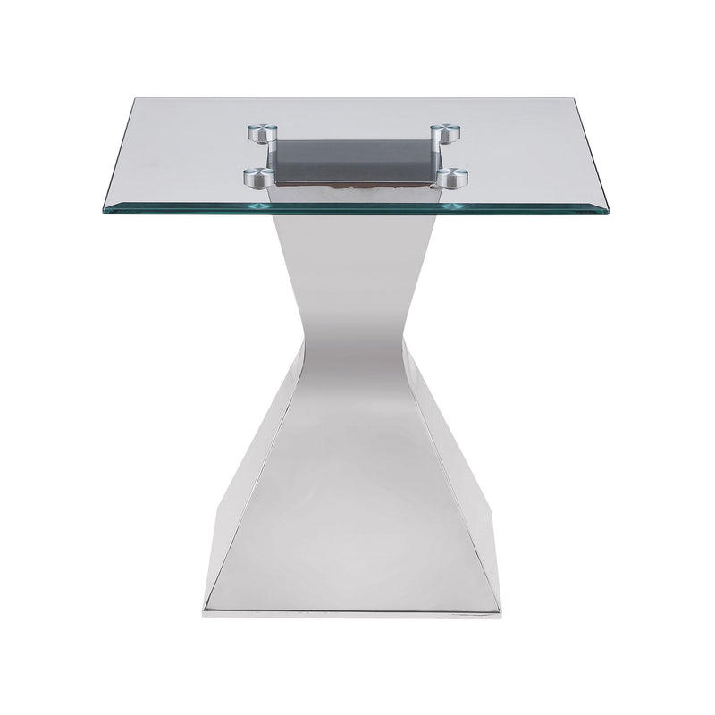 Coaster Furniture Jenny 710207 Glass Top Stainless Steel Side End Table - Chrome IMAGE 3
