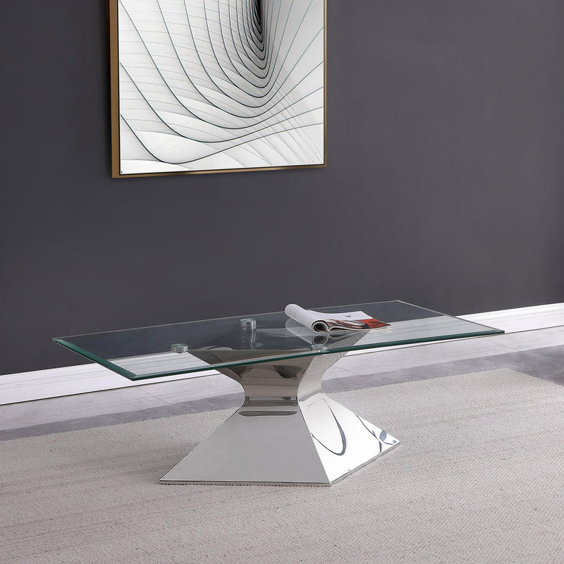 Coaster Furniture Jenny 710208 Glass Top Stainless Steel Coffee Table - Chrome IMAGE 2