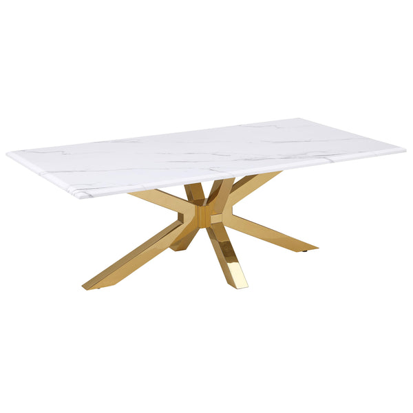 Coaster Furniture Visalia 710218 Faux Marble Top Stainless Steel Coffee Table - Gold IMAGE 1