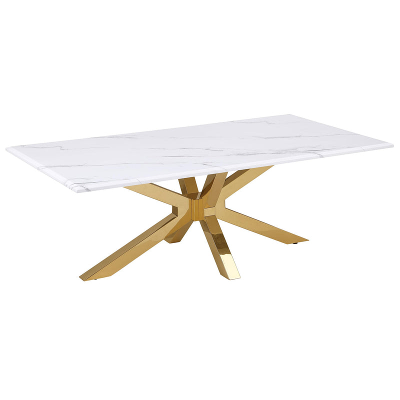 Coaster Furniture Visalia 710218 Faux Marble Top Stainless Steel Coffee Table - Gold IMAGE 1