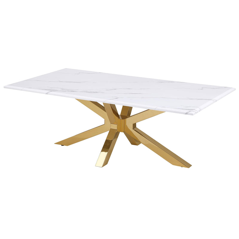 Coaster Furniture Visalia 710218 Faux Marble Top Stainless Steel Coffee Table - Gold IMAGE 4