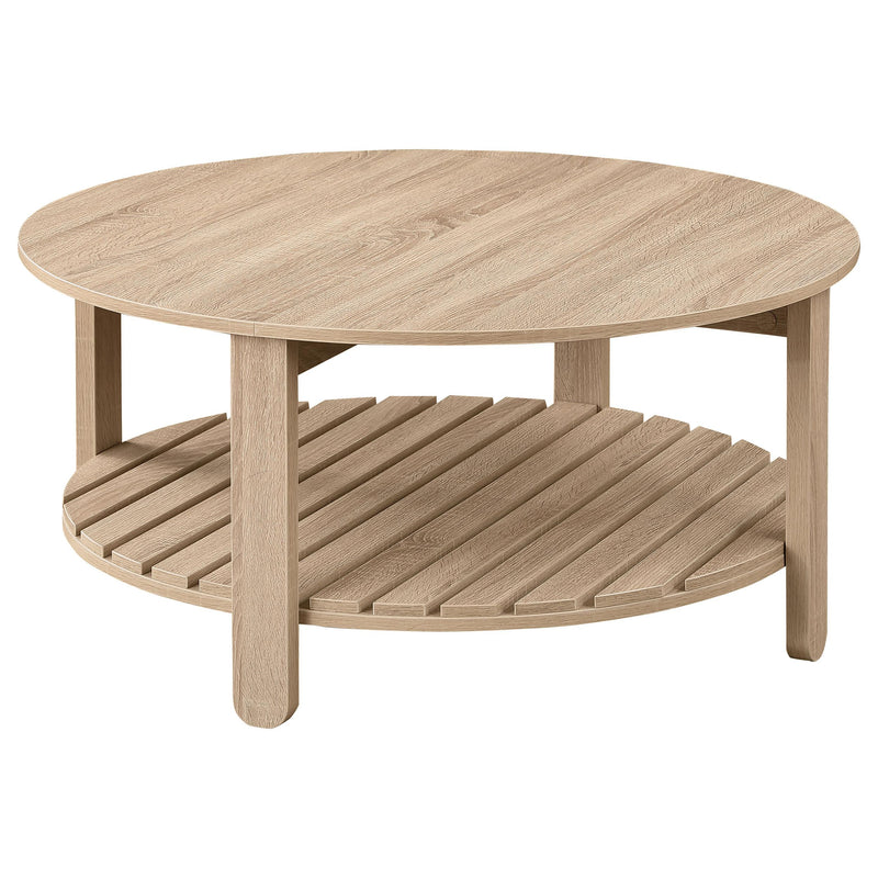 Coaster Furniture Fowler 710288 1-shelf Round Engineered Wood Coffee Table - Natural IMAGE 1
