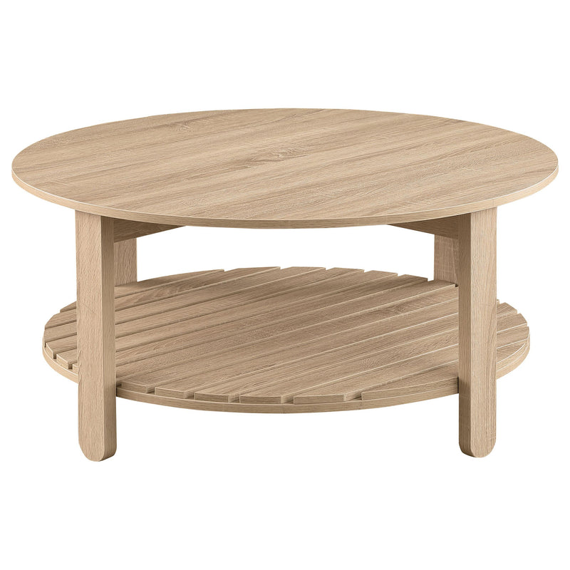 Coaster Furniture Fowler 710288 1-shelf Round Engineered Wood Coffee Table - Natural IMAGE 3