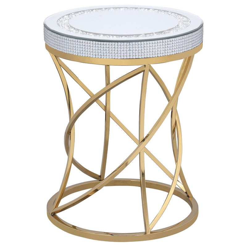 Coaster Furniture Elise 710367 Round Mirror Top Stainless Steel End Table - Gold IMAGE 1