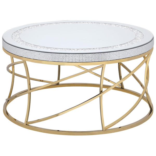 Coaster Furniture Elise 710368 Round Mirror Top Stainless Steel Coffee Table - Gold IMAGE 1