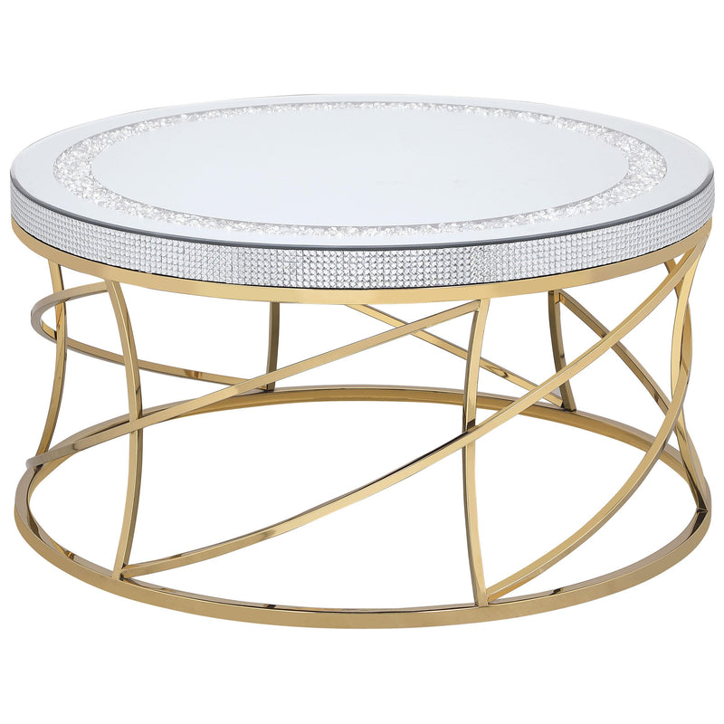 Coaster Furniture Elise 710368 Round Mirror Top Stainless Steel Coffee Table - Gold IMAGE 1