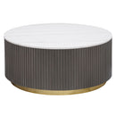Coaster Furniture Jason 710418 Round Marble Top Coffee Table - White and Charcoal IMAGE 1
