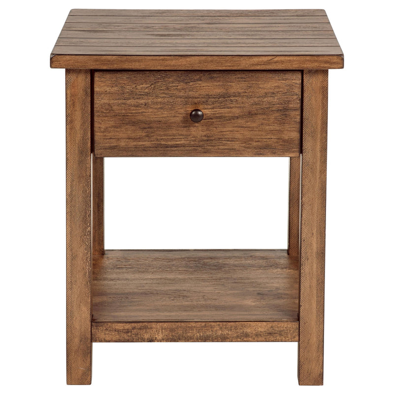 Coaster Furniture Payne 710547 1-Drawer Wood End Table with Shelf - Distressed Brown IMAGE 3