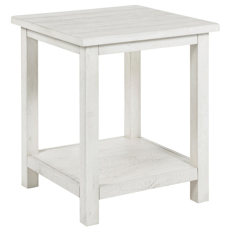 Coaster Furniture Payne 710556 Wood End Table with Shelf - Distressed White IMAGE 1