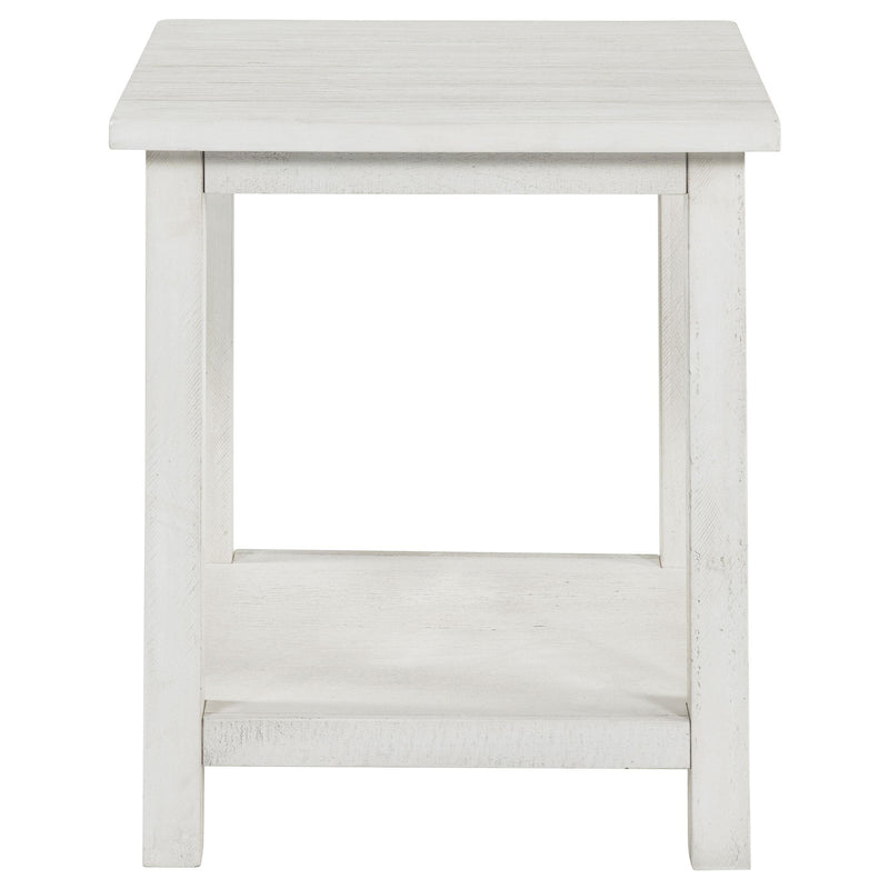 Coaster Furniture Payne 710556 Wood End Table with Shelf - Distressed White IMAGE 2