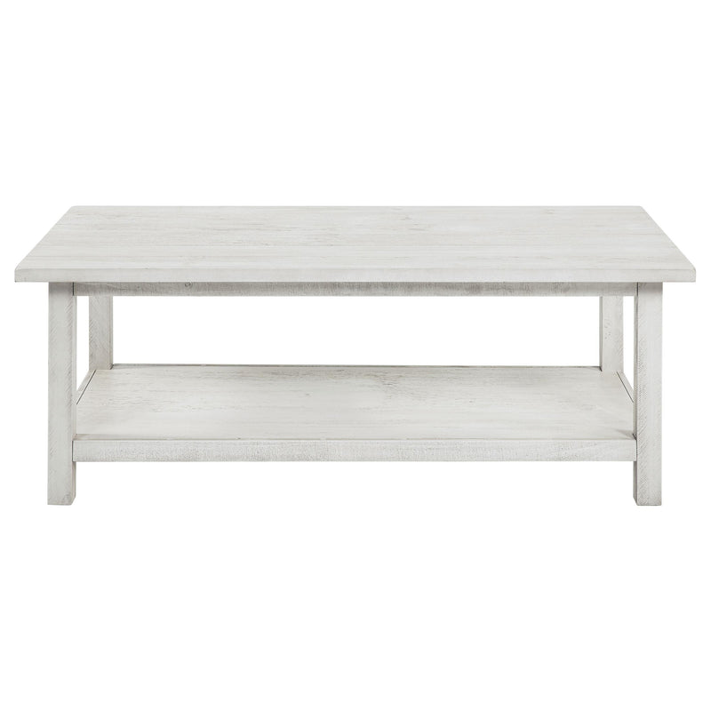 Coaster Furniture Payne 710558 Wood Coffee Table with Shelf - Distressed White IMAGE 2