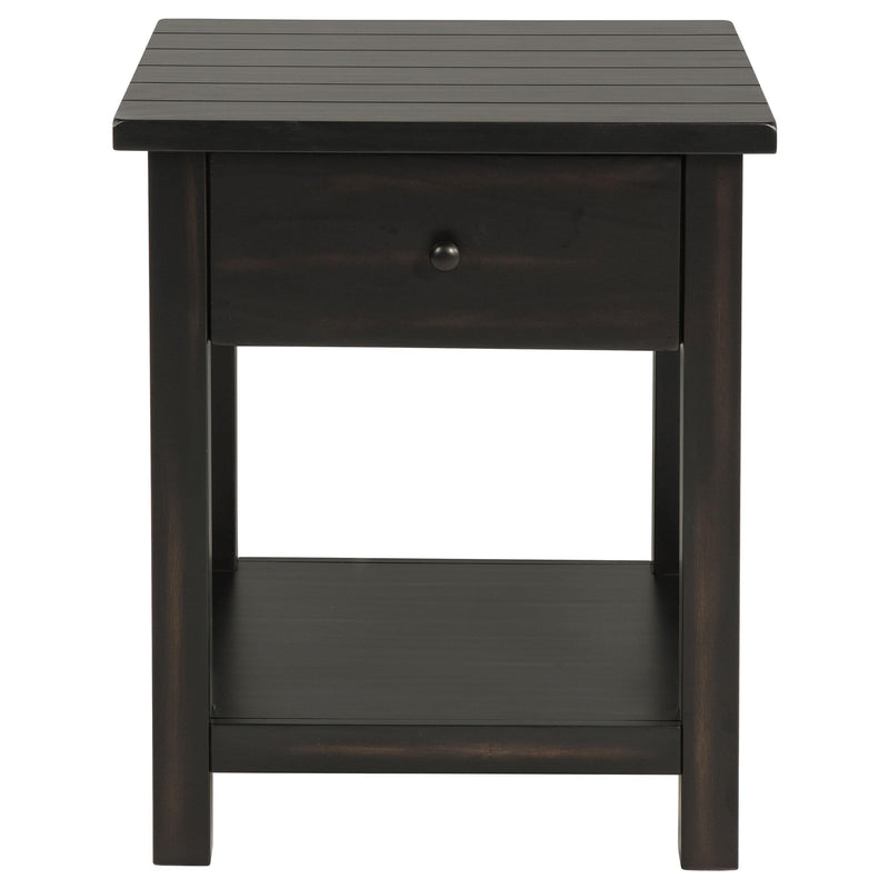 Coaster Furniture Payne 710567 1-Drawer Wood End Table with Shelf - Distressed Java IMAGE 3