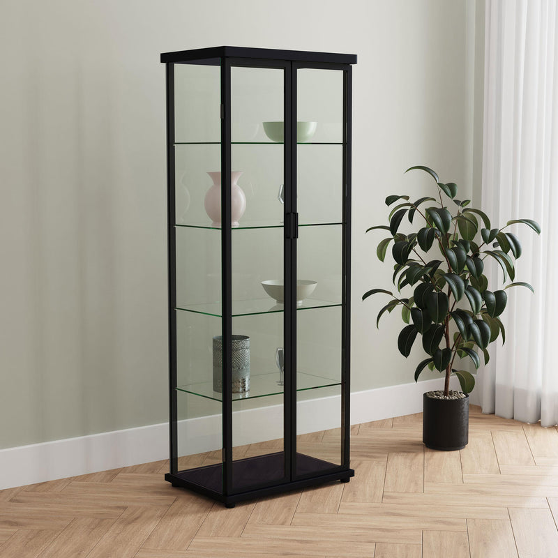 Coaster Furniture Aero 950400 4-shelf Display Curio Cabinet with LED Lighting - Black IMAGE 2