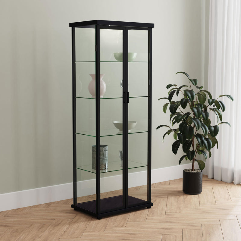 Coaster Furniture Aero 950400 4-shelf Display Curio Cabinet with LED Lighting - Black IMAGE 3