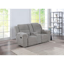 Coaster Furniture Gilson 602552 Chenille Upholstered Reclining Loveseat - Grey IMAGE 2