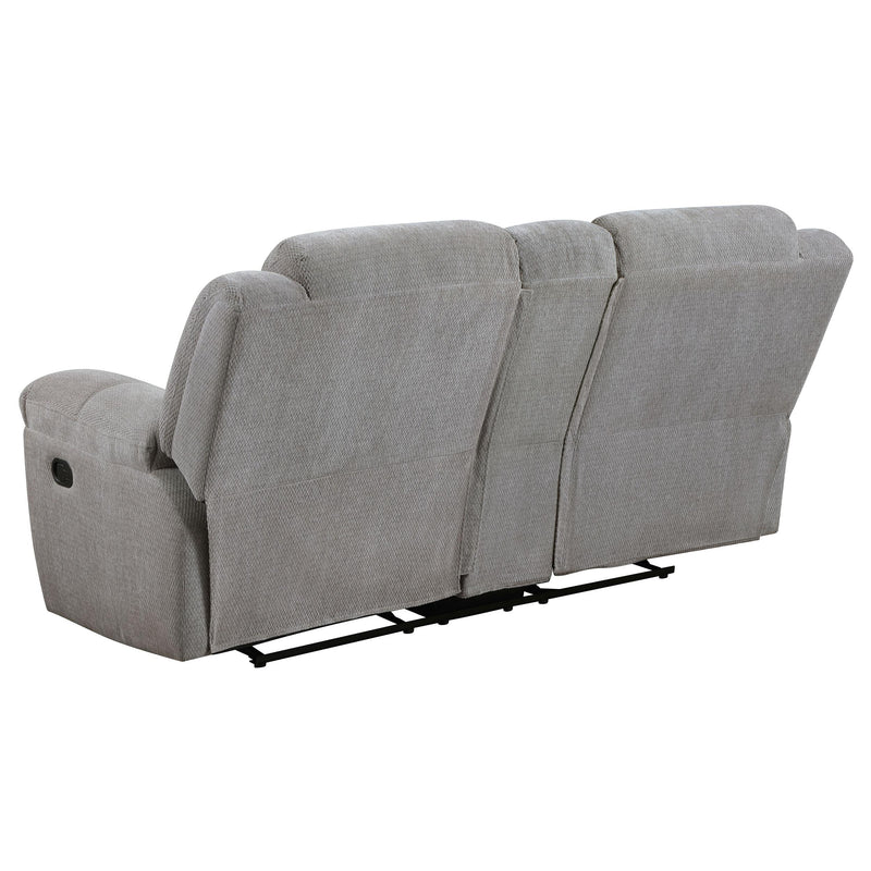 Coaster Furniture Gilson 602552 Chenille Upholstered Reclining Loveseat - Grey IMAGE 6