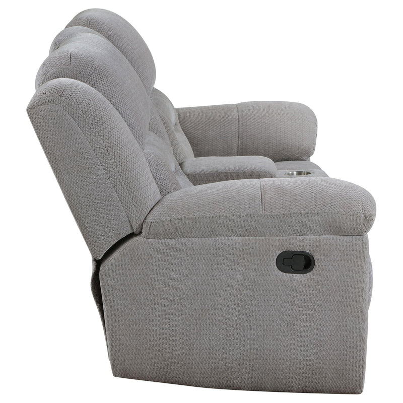 Coaster Furniture Gilson 602552 Chenille Upholstered Reclining Loveseat - Grey IMAGE 7