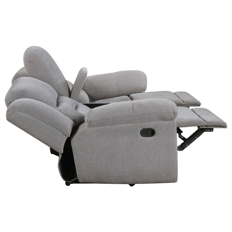 Coaster Furniture Gilson 602552 Chenille Upholstered Reclining Loveseat - Grey IMAGE 8
