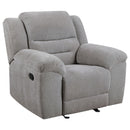 Coaster Furniture Gilson 602553 Chenille Upholstered Glider Recliner Chair - Grey IMAGE 1