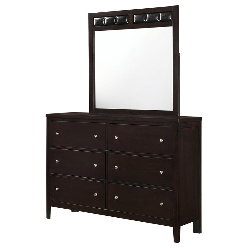 Coaster Furniture Carlton 202093M 6-Drawer Dresser with Mirror - Cappuccino IMAGE 4