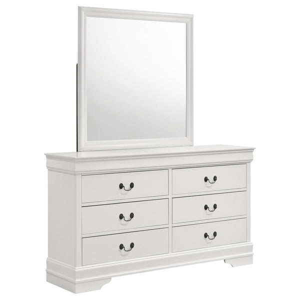 Coaster Furniture Louis Philippe 202443M 6-Drawer Dresser and Mirror - White IMAGE 1