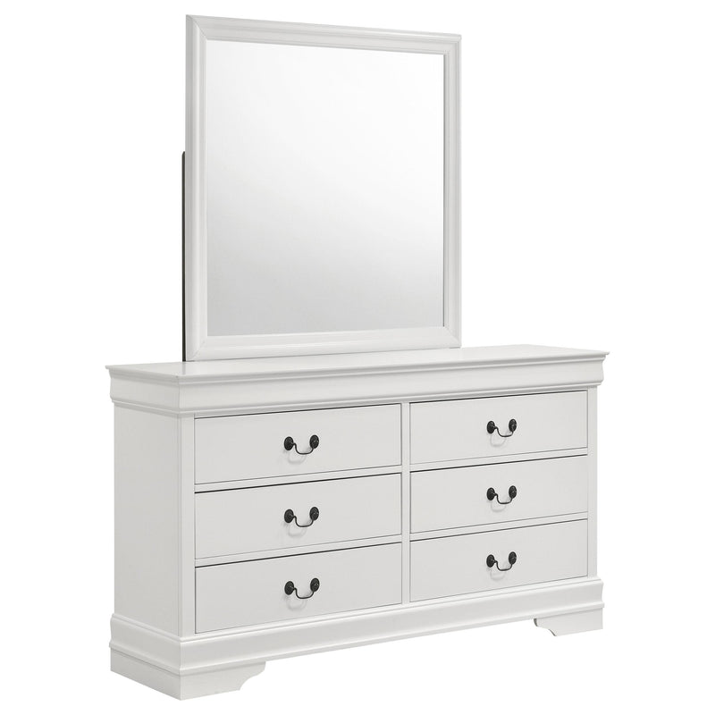 Coaster Furniture Louis Philippe 202443M 6-Drawer Dresser and Mirror - White IMAGE 1