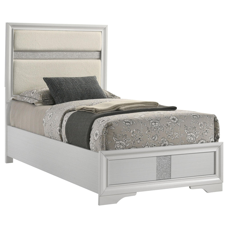 Coaster Furniture Miranda 205110T 54-inch Upholstered Twin Panel Bed - White IMAGE 3