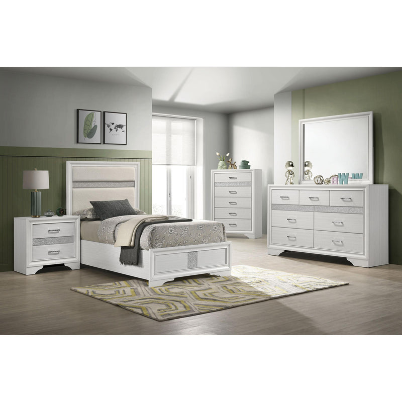 Coaster Furniture Miranda 205110T 54-inch Upholstered Twin Panel Bed - White IMAGE 5