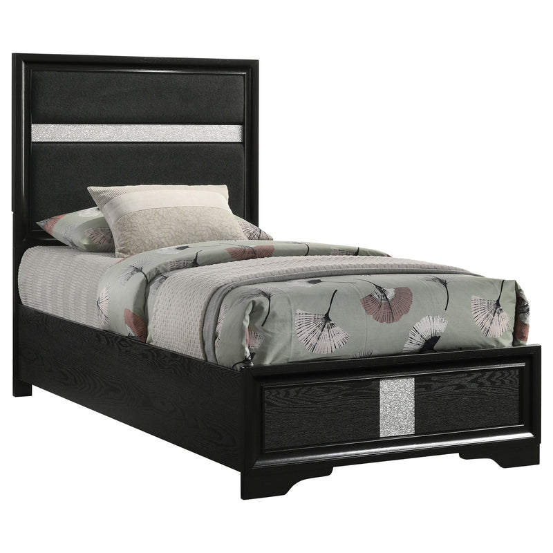 Coaster Furniture Miranda 206360T 54-inch Upholstered Twin Panel Bed - Black IMAGE 3