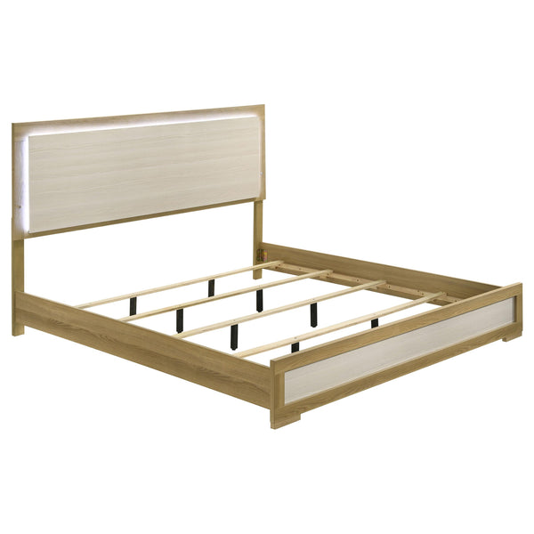 Coaster Furniture Hyland 215651KE Eastern King Panel Bed LED Headboard - Natural IMAGE 1