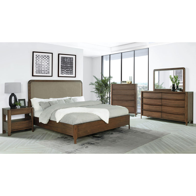 Coaster Furniture Maderia 223321KW 57-inch Upholstered California King Panel Bed - Walnut IMAGE 5