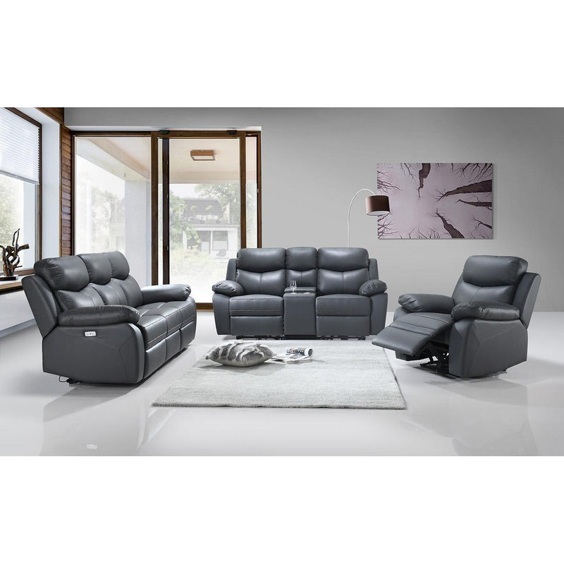 IFDC Power Leather Match Recliner IF-8121 Recliner - Soft Grey IMAGE 2