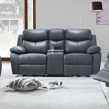 IFDC Power Reclining Leather Match Loveseat with Console IF-8121 Power Reclining Loveseat with Console IMAGE 1