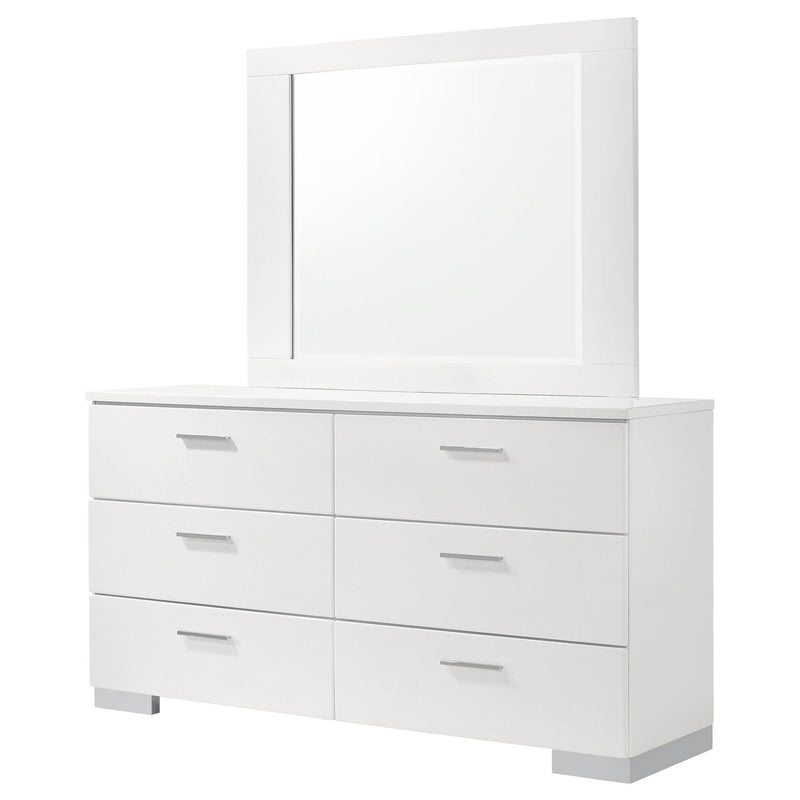 Coaster Furniture Felicity 203503M 6-Drawer Wood Dresser with Mirror - White High Gloss IMAGE 3