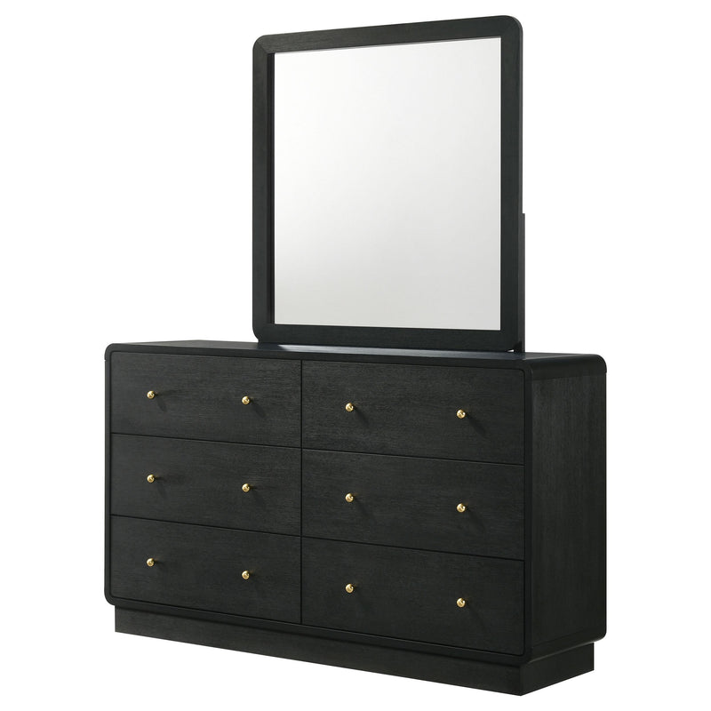 Coaster Furniture Cavelle 223663M 6-Drawer Dresser and Mirror - Black IMAGE 3