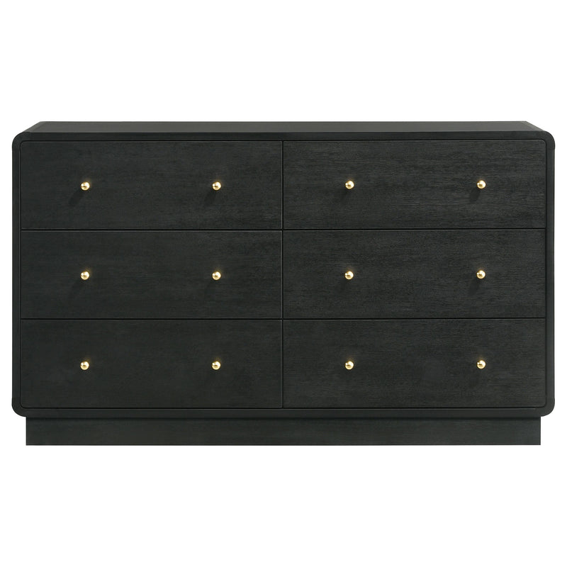 Coaster Furniture Cavelle 223663 6-Drawer Dresser Cabinet - Black IMAGE 2