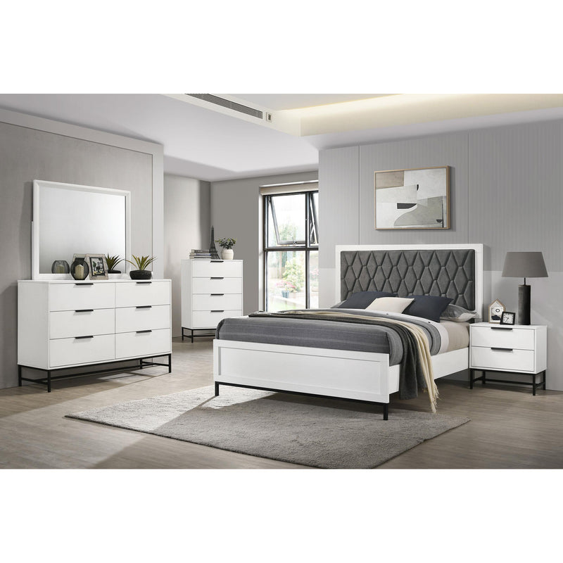 Coaster Furniture Sonora 224861KW California King Upholstered Panel Bed - White IMAGE 5