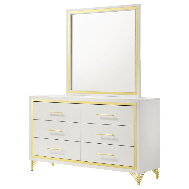 Coaster Furniture Lucia 224733M 6-Drawer Dresser with Mirror - White IMAGE 3