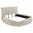 Coaster Furniture Sonya 360111KE Upholstered Eastern King Round Storage Bed - Ivory IMAGE 1