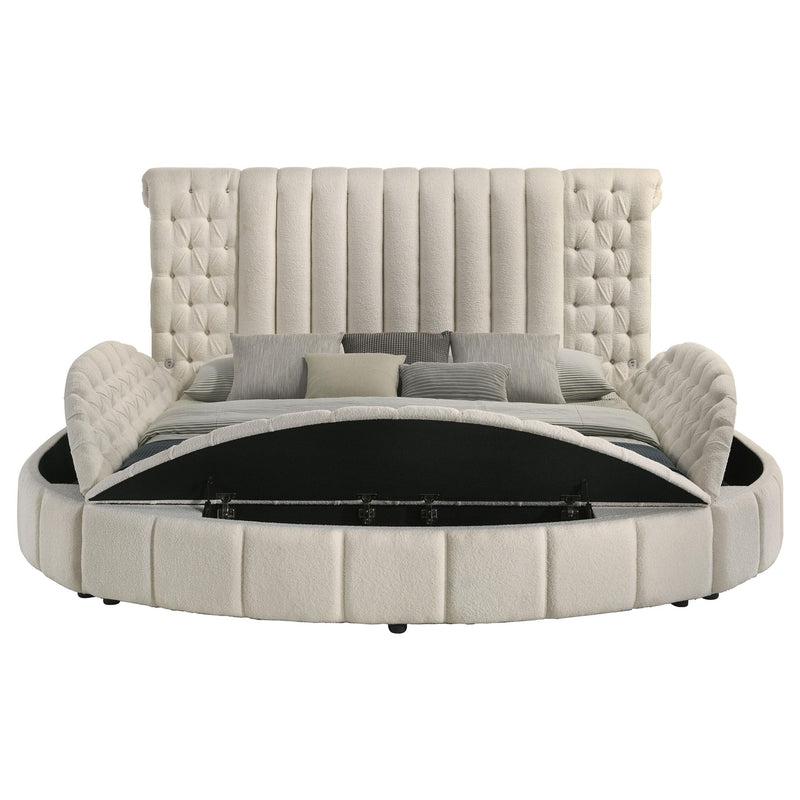 Coaster Furniture Sonya 360111KE Upholstered Eastern King Round Storage Bed - Ivory IMAGE 3