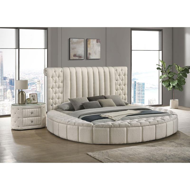 Coaster Furniture Sonya 360111KE Upholstered Eastern King Round Storage Bed - Ivory IMAGE 6