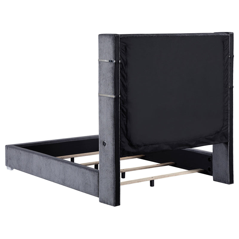 Coaster Furniture Tisdall 306030KW Upholstered Cal King Flame Visualizer Bed - Grey IMAGE 3