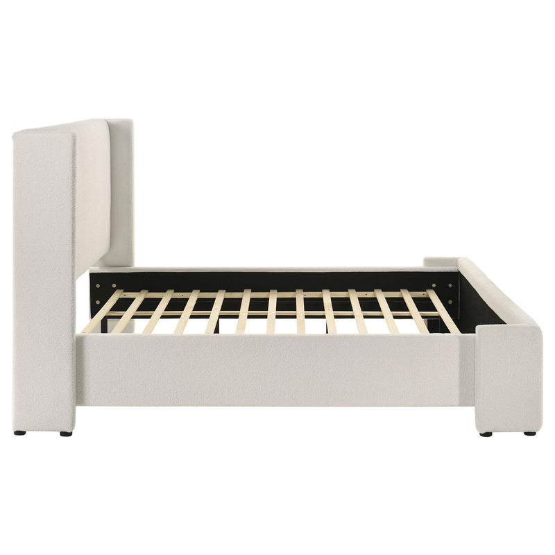 Coaster Furniture Alamosa 310078KE Boucle Upholstered Eastern King Platform Bed - White IMAGE 5