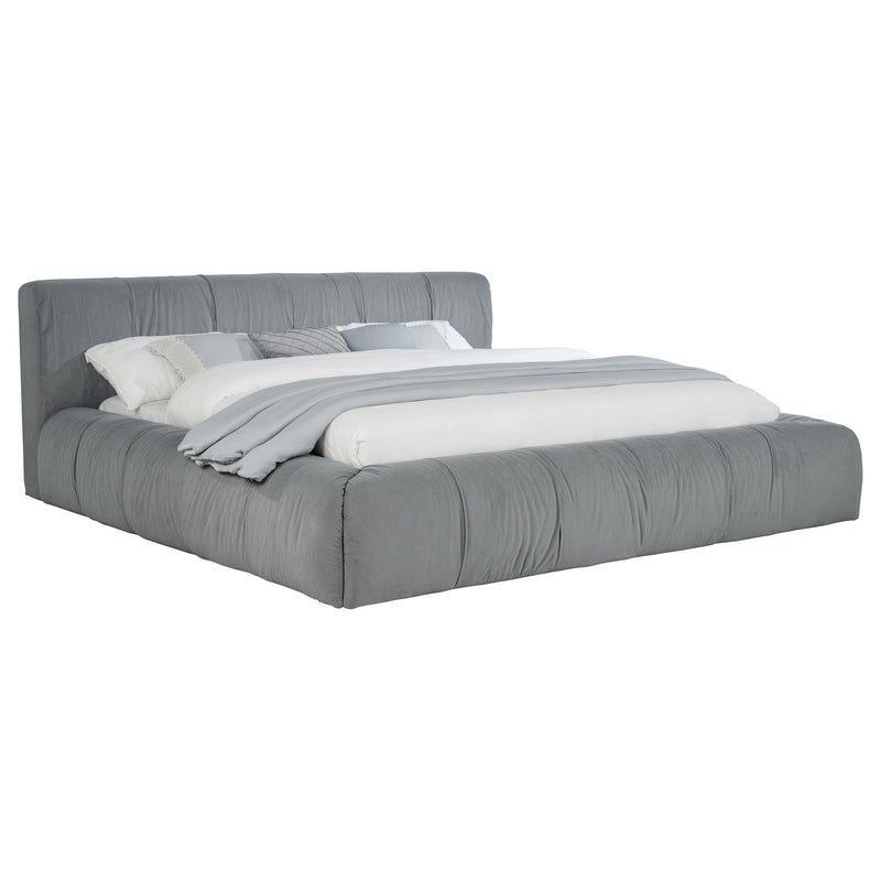 Coaster Furniture Wilshire 315981KW Upholstered California King Platform Bed - Grey IMAGE 2
