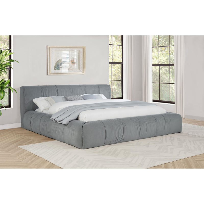 Coaster Furniture Wilshire 315981KW Upholstered California King Platform Bed - Grey IMAGE 4